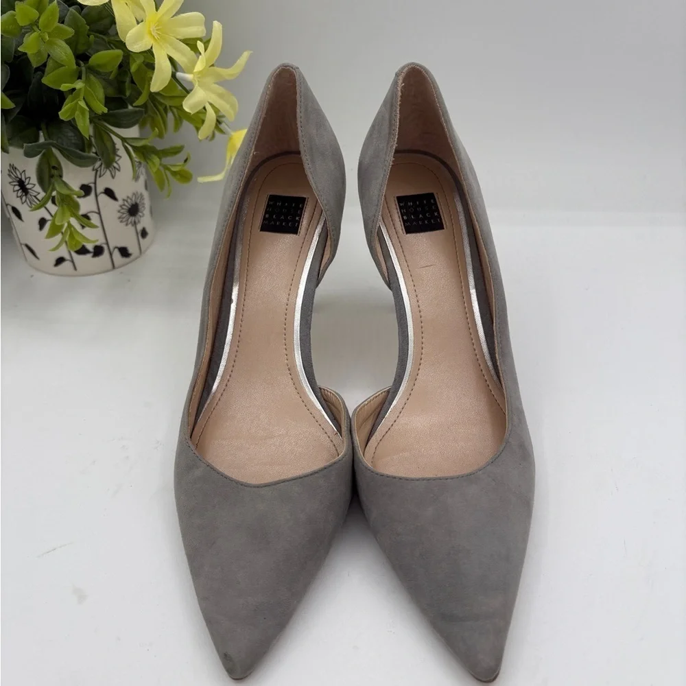 White House Black Market Gray Pumps Size 8 Pointed Toe